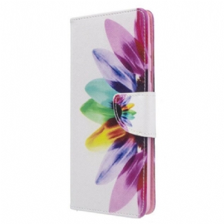 Capa De Couro Para Samsung Galaxy A71 Flor Aquarela