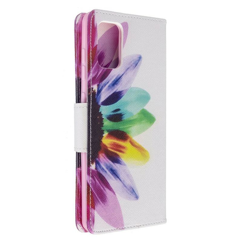 Capa De Couro Para Samsung Galaxy A71 Flor Aquarela