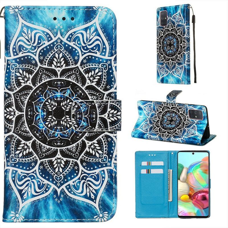 Capa De Couro Para Samsung Galaxy A71 Mandala No Céu