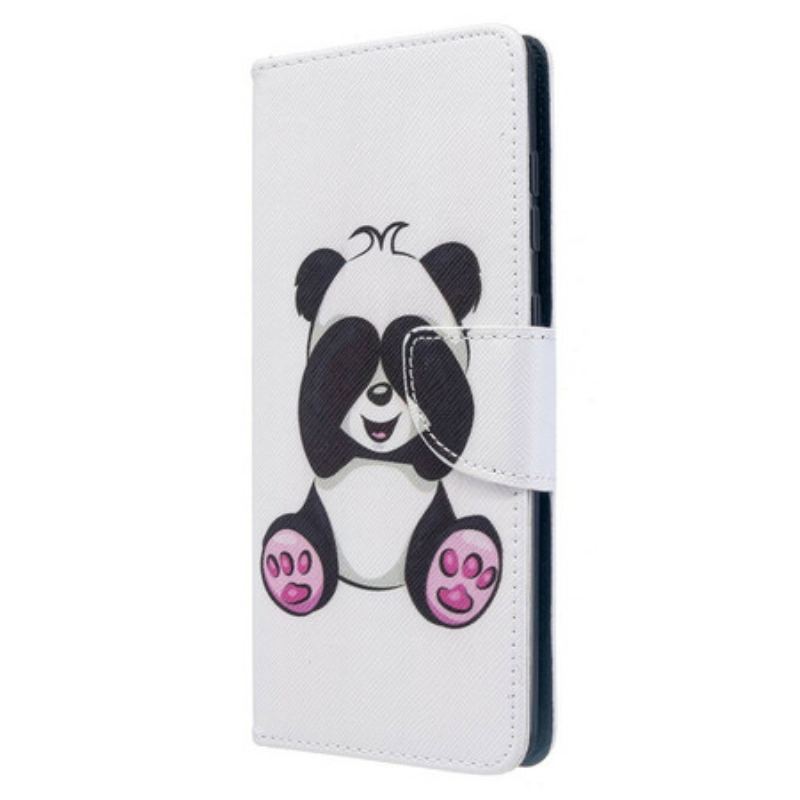 Capa De Couro Para Samsung Galaxy A71 Panda Divertido