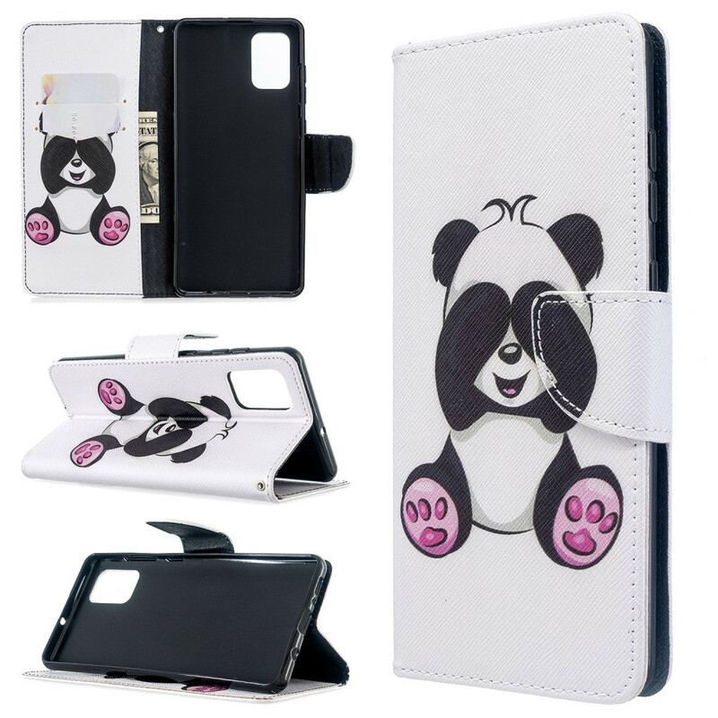 Capa De Couro Para Samsung Galaxy A71 Panda Divertido