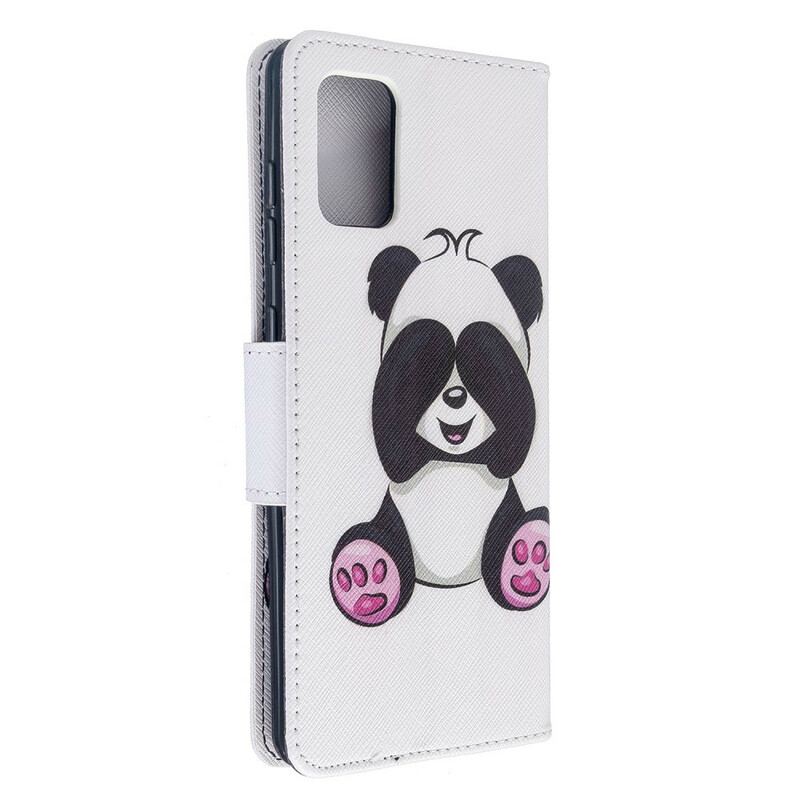 Capa De Couro Para Samsung Galaxy A71 Panda Divertido