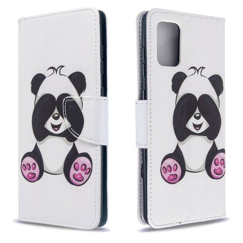 Capa De Couro Para Samsung Galaxy A71 Panda Divertido