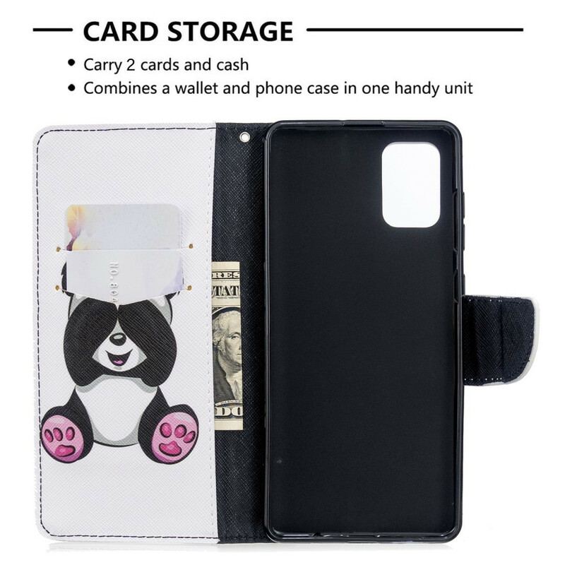 Capa De Couro Para Samsung Galaxy A71 Panda Divertido