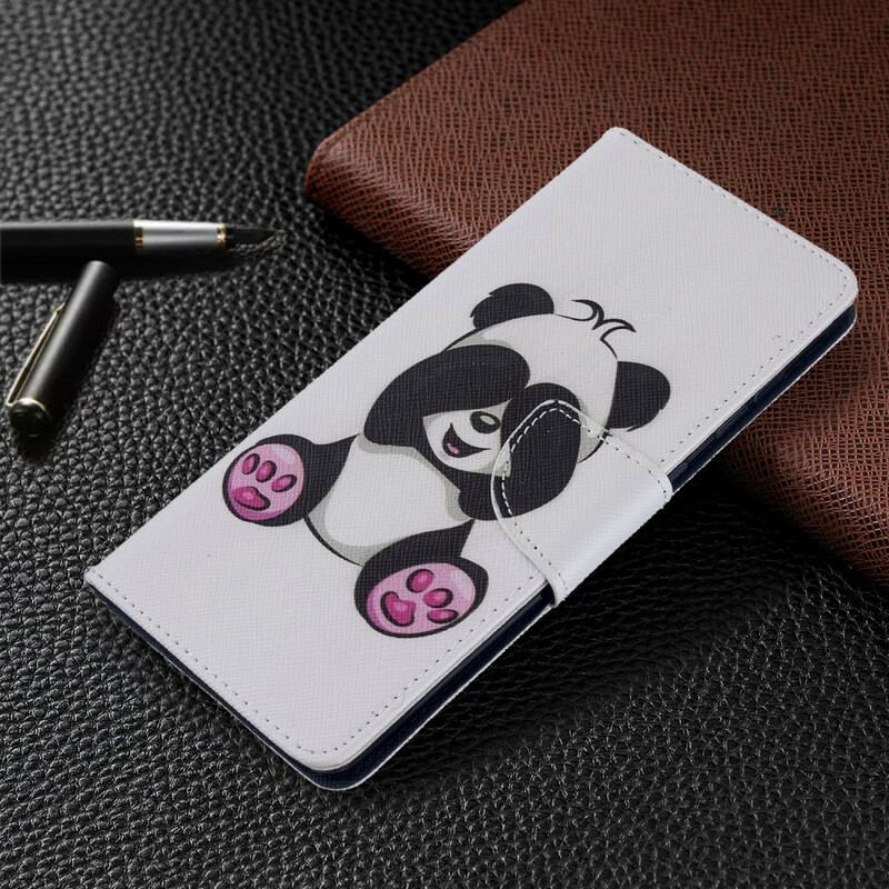 Capa De Couro Para Samsung Galaxy A71 Panda Divertido