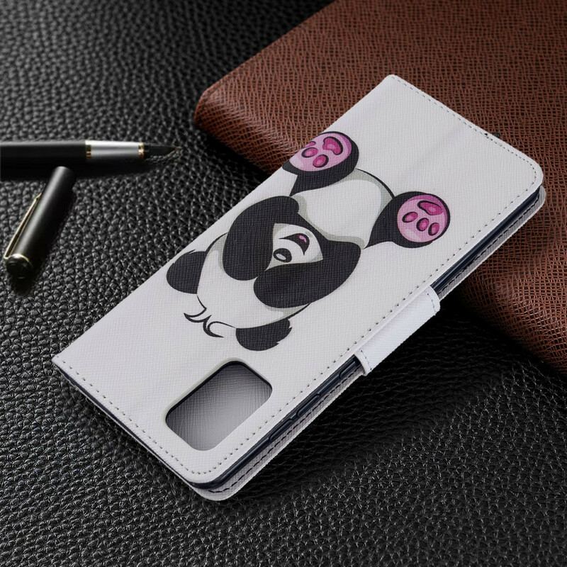 Capa De Couro Para Samsung Galaxy A71 Panda Divertido