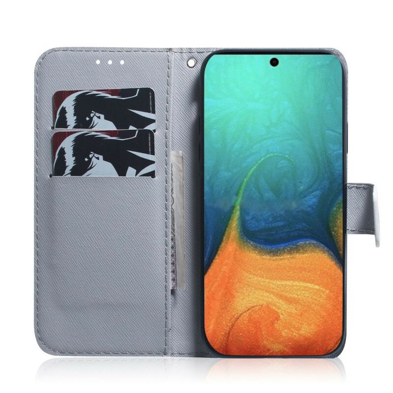 Capa De Couro Para Samsung Galaxy A71 Ramo De Árvore Florido