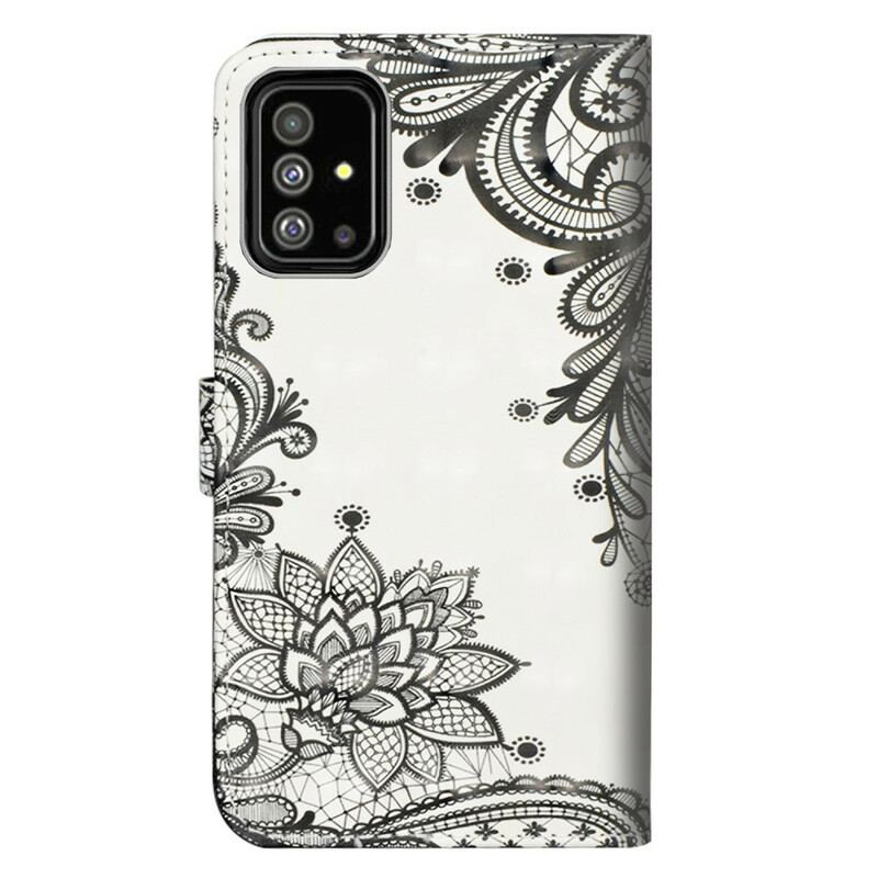 Capa De Couro Para Samsung Galaxy A71 Renda Chique