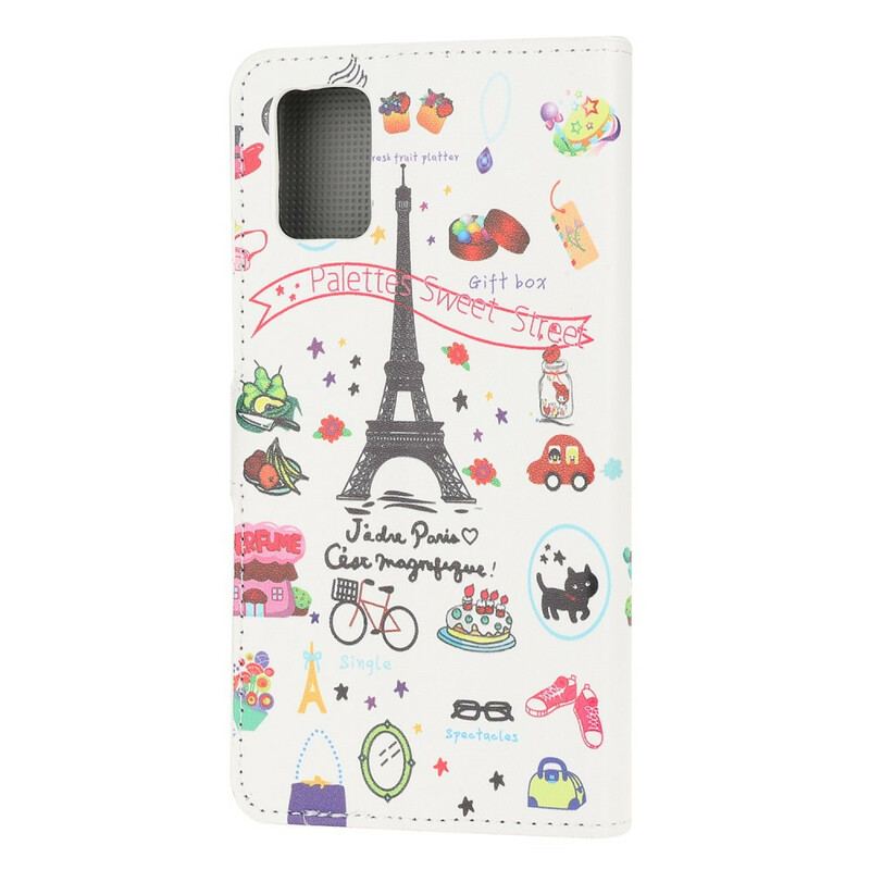 Capa Em Pele Para Samsung Galaxy A71 Eu Amo Paris