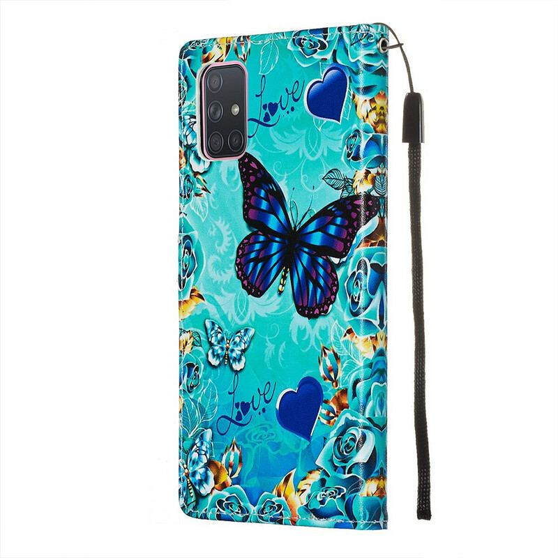 Capa Flip Para Samsung Galaxy A71 Borboletas Douradas