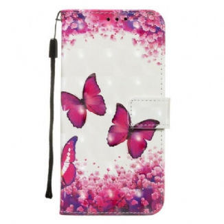 Capa Flip Para Samsung Galaxy A71 Borboletas Vermelhas