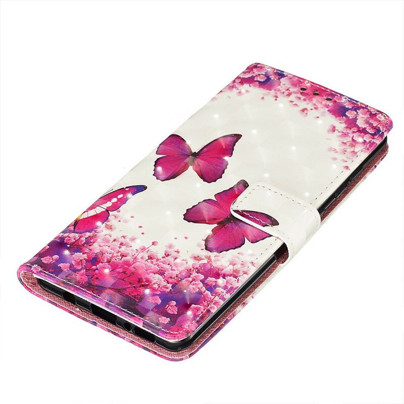 Capa Flip Para Samsung Galaxy A71 Borboletas Vermelhas