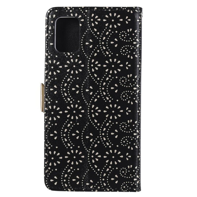 Capa Flip Para Samsung Galaxy A71 De Cordão Bolsa De Moedas Com Alça De Renda