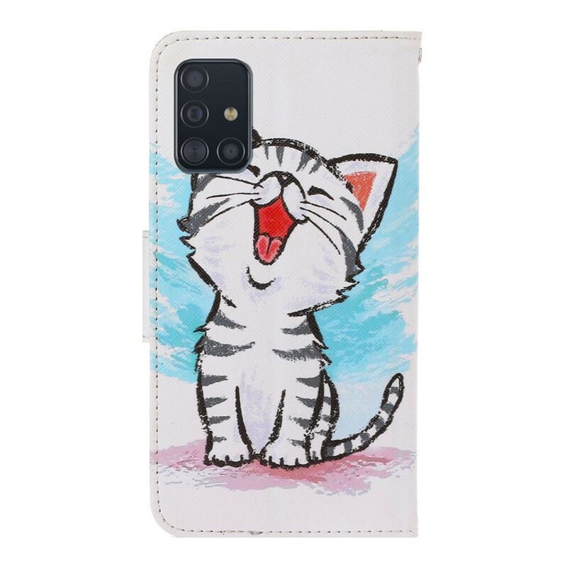 Capa Flip Para Samsung Galaxy A71 De Cordão Gatinho Cor Strappy