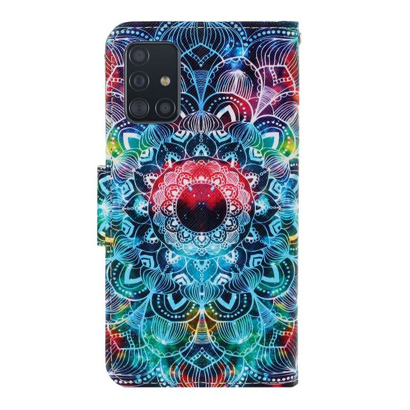 Capa Flip Para Samsung Galaxy A71 De Cordão Mandala De Tiras Chamativas