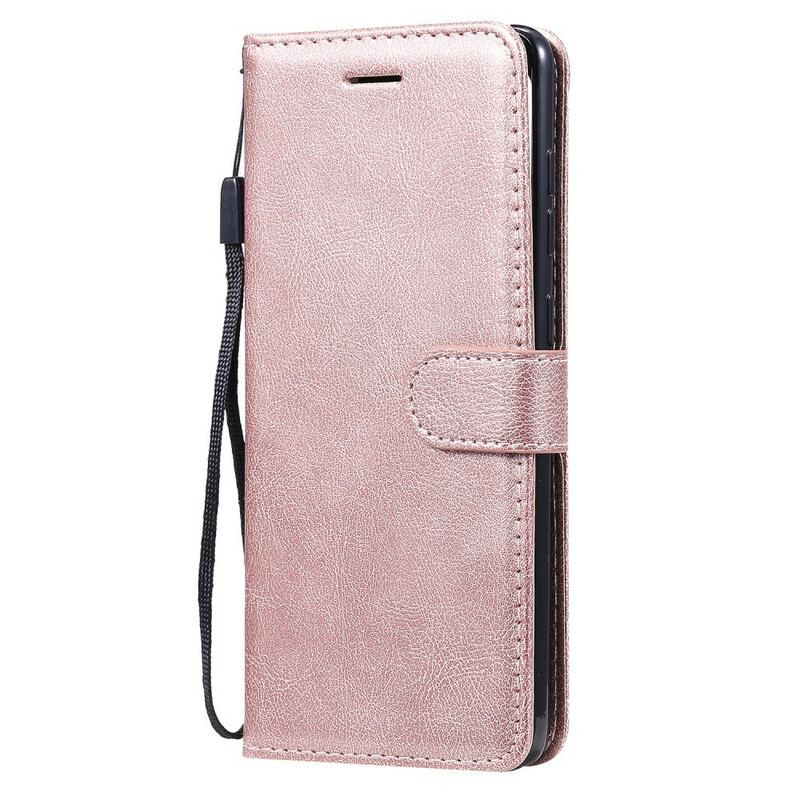 Capa Flip Para Samsung Galaxy A71 De Cordão Strappy Série De Cores Sólidas