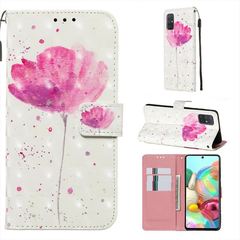 Capa Capa Flip Para Samsung Galaxy A71 Papoula Aquarela