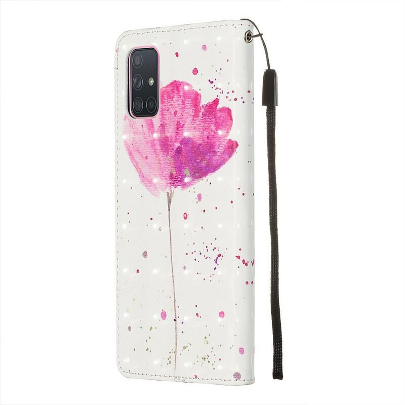 Capa Capa Flip Para Samsung Galaxy A71 Papoula Aquarela