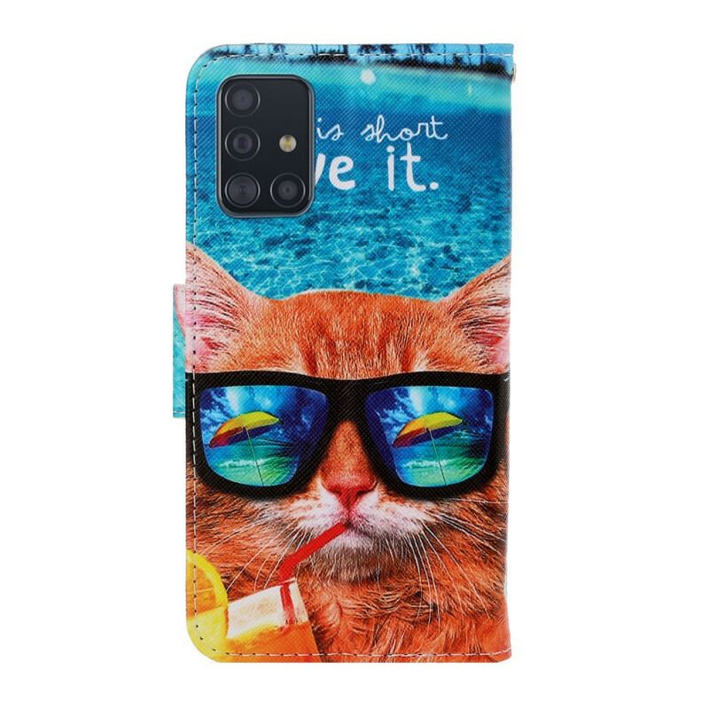 Capa Folio Para Samsung Galaxy A71 De Cordão Cat Live It Strappy