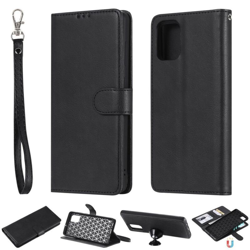 Capa Capa Folio Para Samsung Galaxy A71 Destacável E Cordão