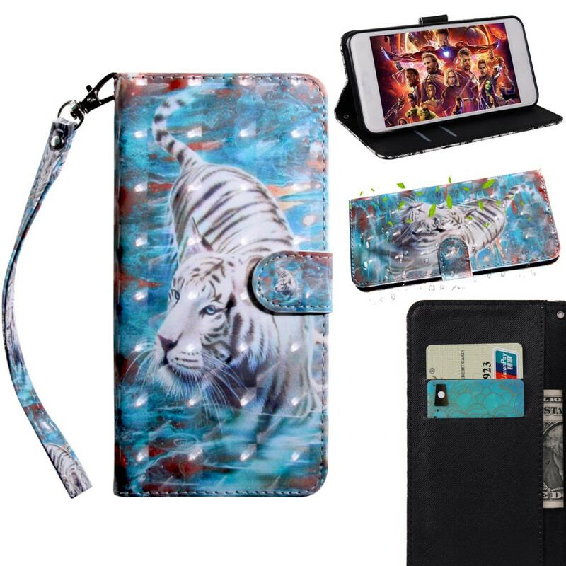 Capa Folio Para Samsung Galaxy A71 Tigre Na Água