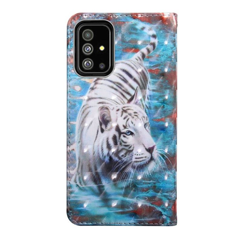 Capa Folio Para Samsung Galaxy A71 Tigre Na Água