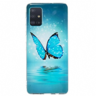 Capa Para Samsung Galaxy A71 Borboleta Azul Fluorescente