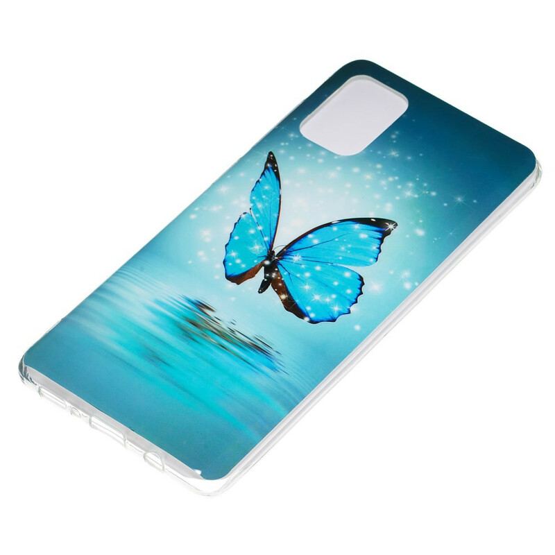 Capa Para Samsung Galaxy A71 Borboleta Azul Fluorescente