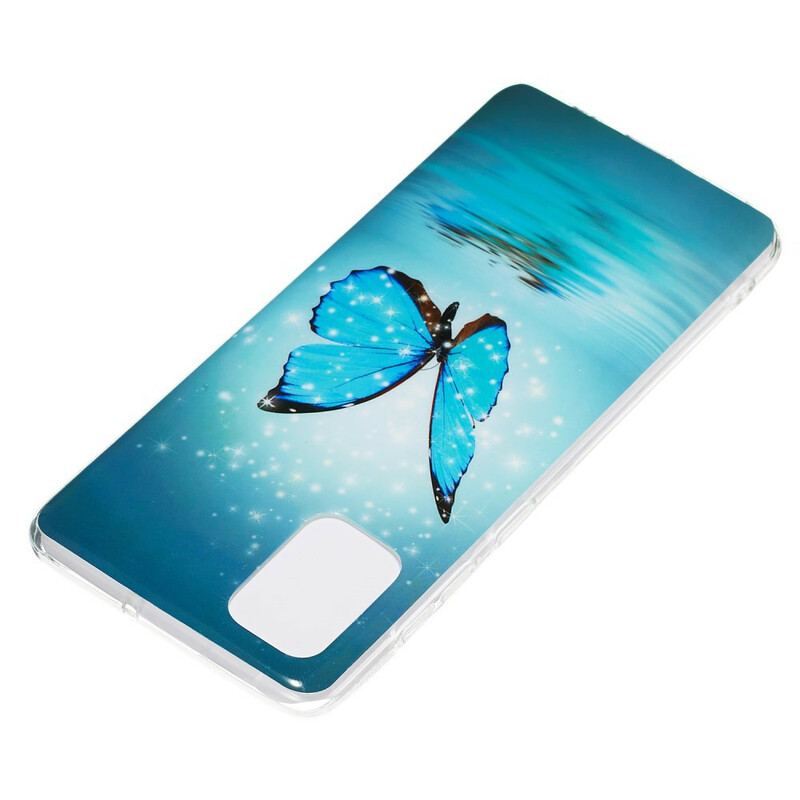 Capa Para Samsung Galaxy A71 Borboleta Azul Fluorescente