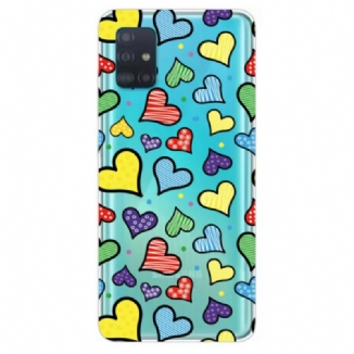 Capa Para Samsung Galaxy A71 Corações Multicoloridos