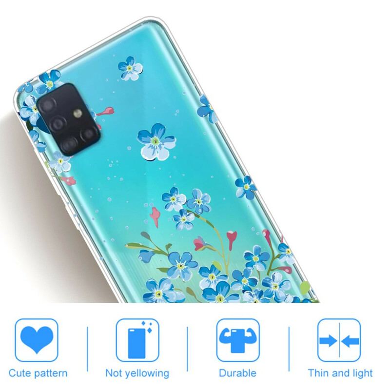 Capa Para Samsung Galaxy A71 Flores Azuis