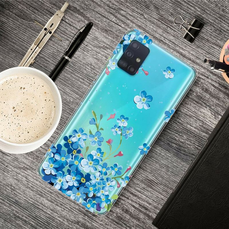 Capa Para Samsung Galaxy A71 Flores Azuis