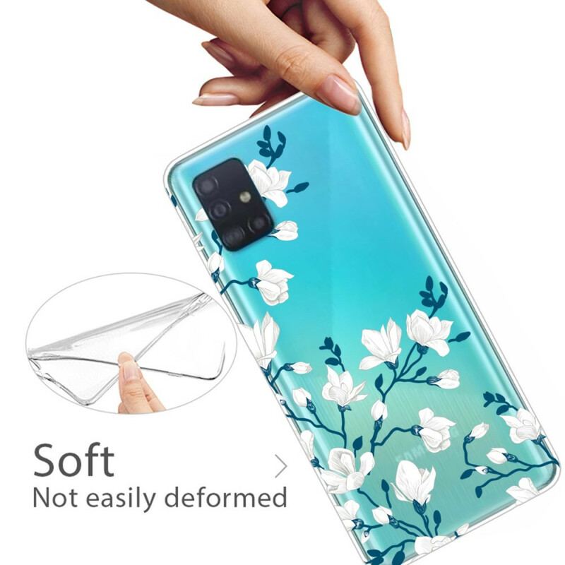 Capa Para Samsung Galaxy A71 Flores Brancas