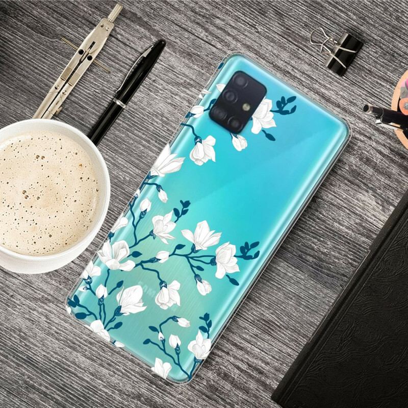 Capa Para Samsung Galaxy A71 Flores Brancas