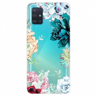 Capa Para Samsung Galaxy A71 Flores Em Aquarela Sem Costura