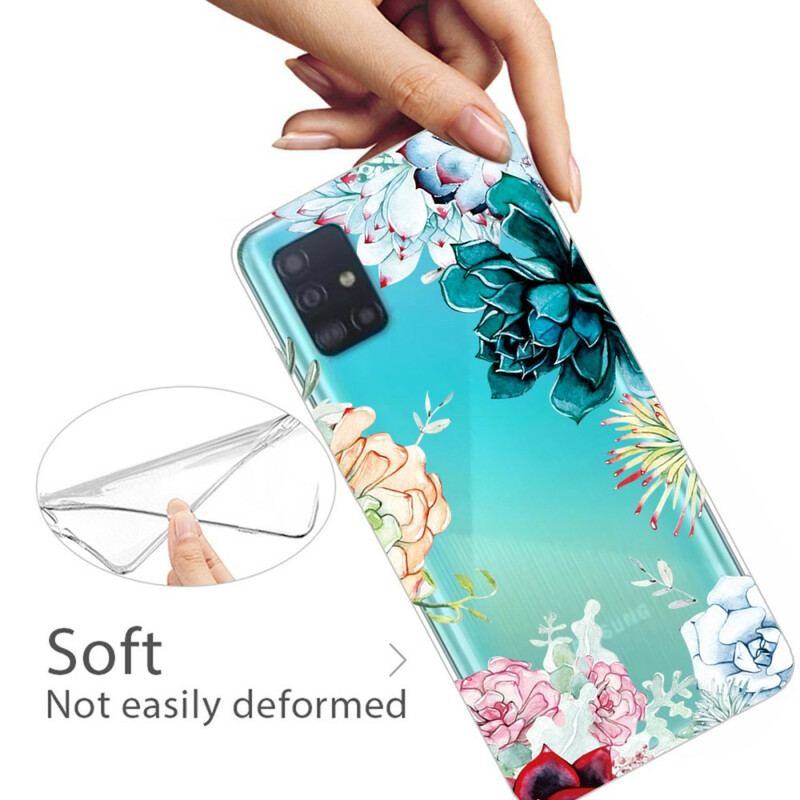 Capa Para Samsung Galaxy A71 Flores Em Aquarela Sem Costura