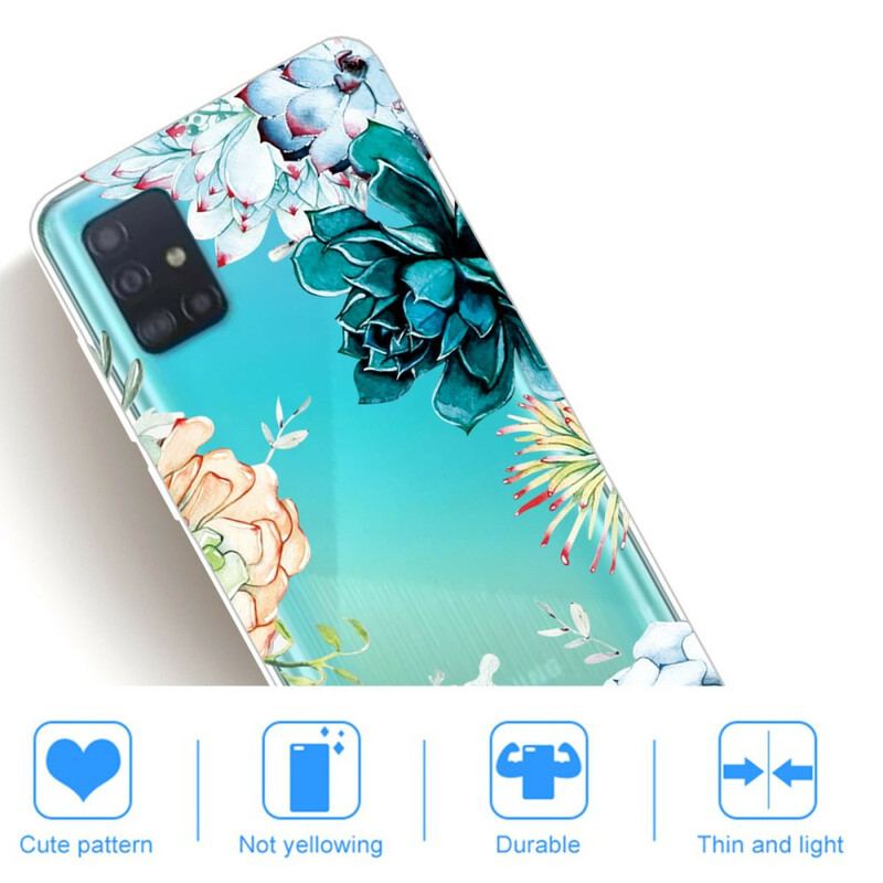 Capa Para Samsung Galaxy A71 Flores Em Aquarela Sem Costura