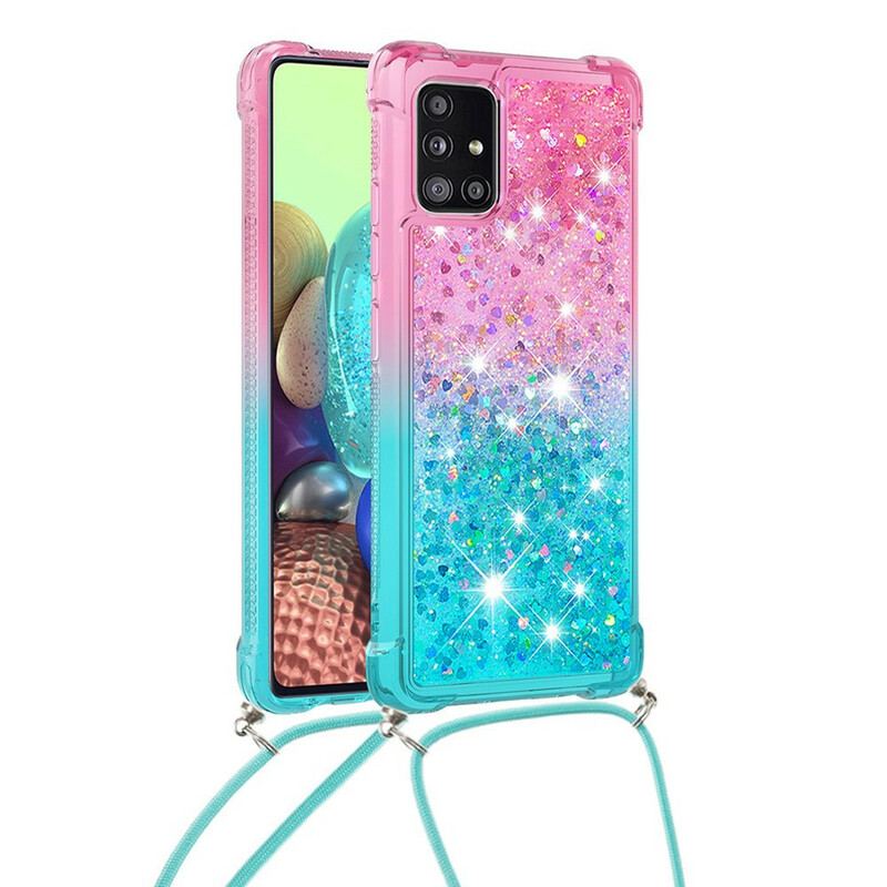 Capa Para Samsung Galaxy A71 Lantejoulas E Cordão De Silicone