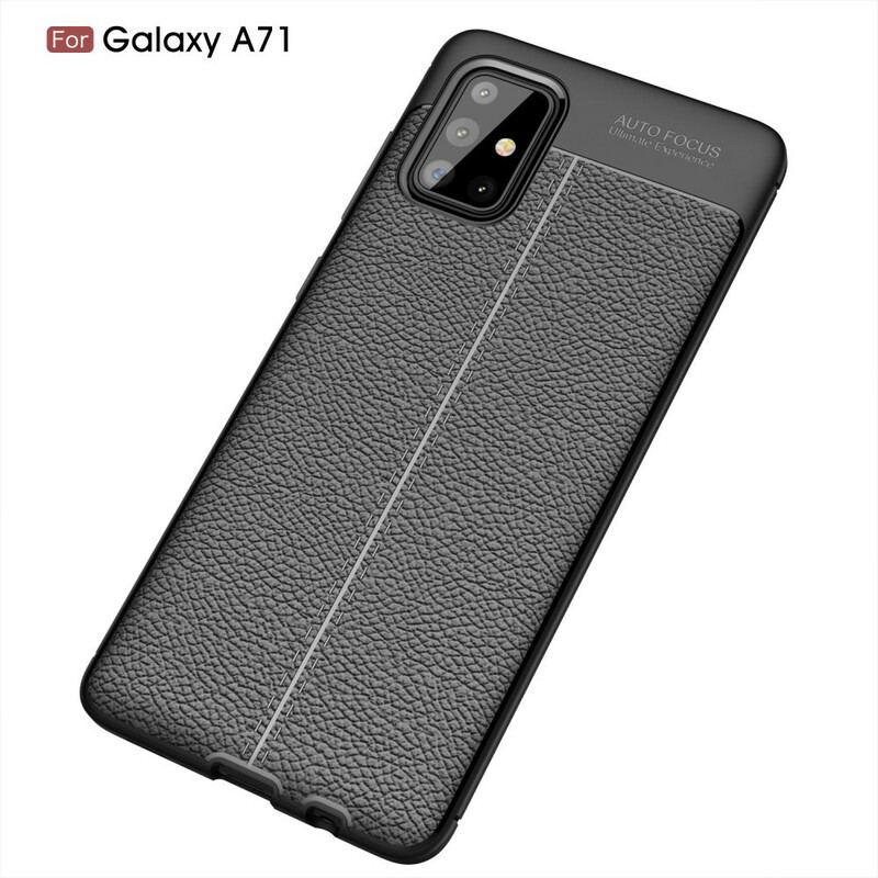 Capa Para Samsung Galaxy A71 Linha Dupla Efeito Couro Litchi