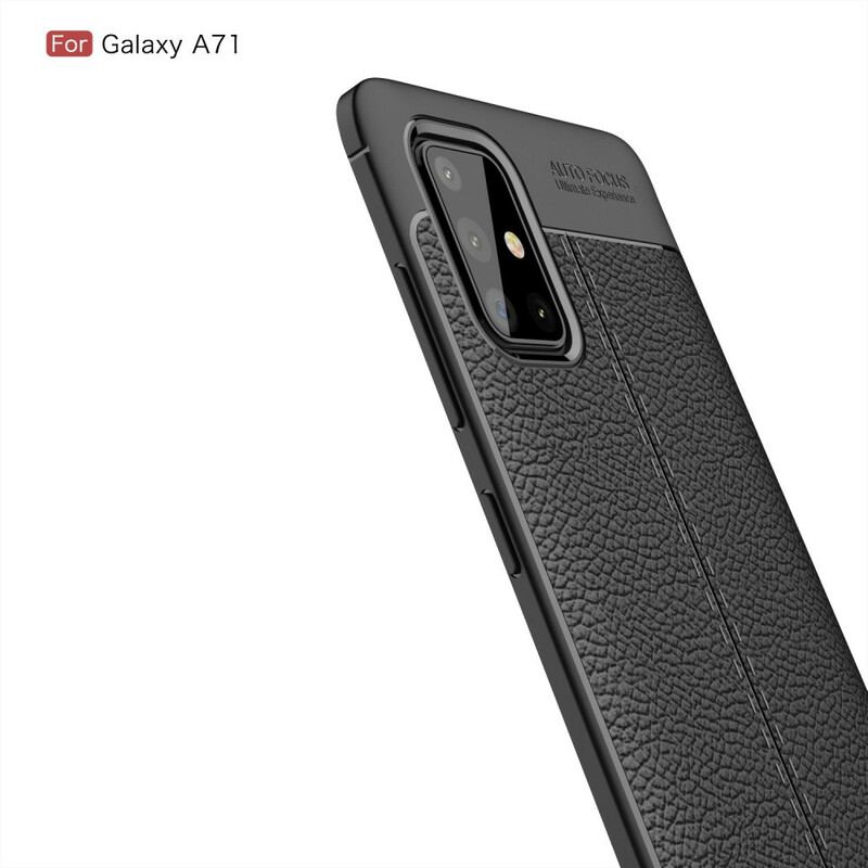 Capa Para Samsung Galaxy A71 Linha Dupla Efeito Couro Litchi