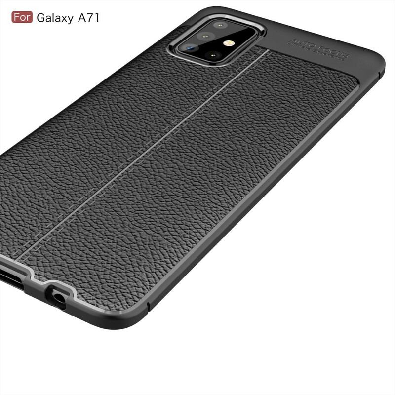 Capa Para Samsung Galaxy A71 Linha Dupla Efeito Couro Litchi