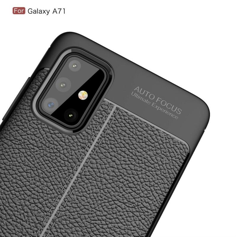 Capa Para Samsung Galaxy A71 Linha Dupla Efeito Couro Litchi