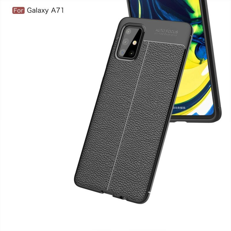 Capa Para Samsung Galaxy A71 Linha Dupla Efeito Couro Litchi