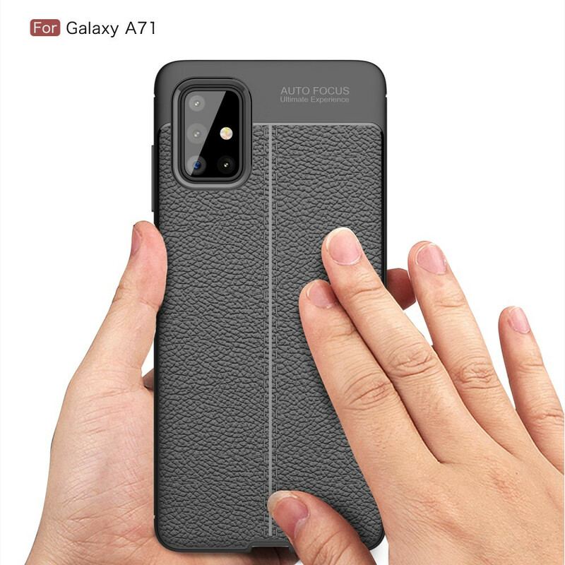 Capa Para Samsung Galaxy A71 Linha Dupla Efeito Couro Litchi