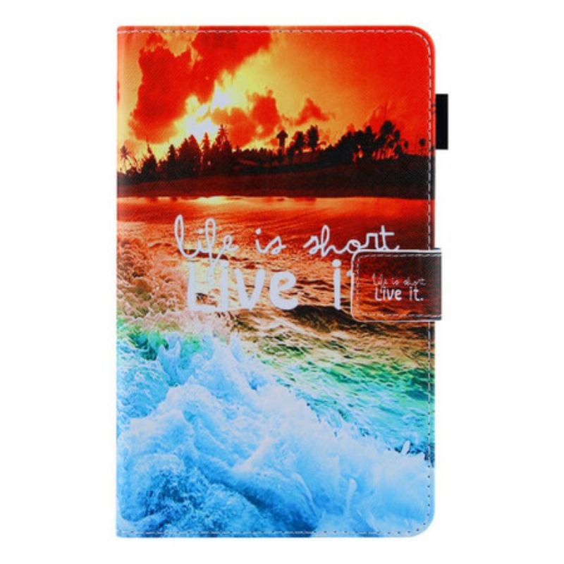 Capa De Couro Para Samsung Galaxy Tab A7 Lite A Vida É Um Pôr Do Sol Curto