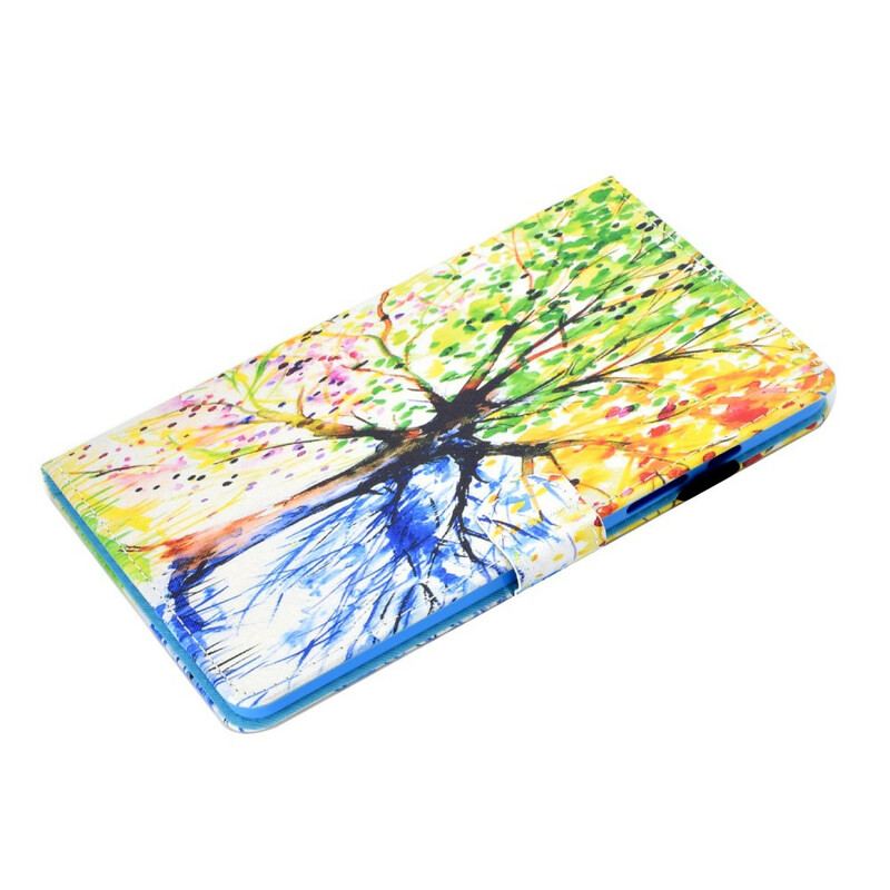 Capa De Couro Para Samsung Galaxy Tab A7 Lite Aquarela Árvore