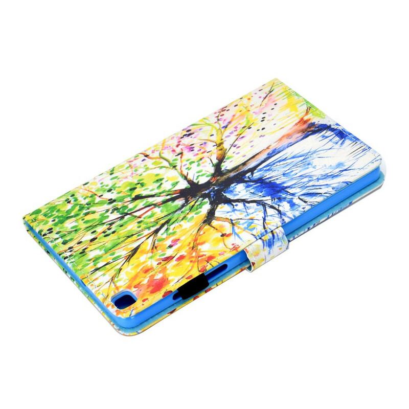 Capa De Couro Para Samsung Galaxy Tab A7 Lite Aquarela Árvore