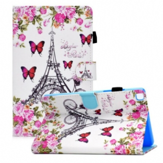 Capa De Couro Para Samsung Galaxy Tab A7 Lite Bicicleta Torre Eiffel