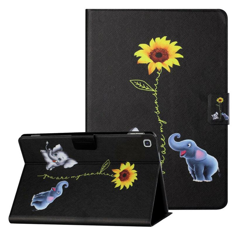 Capa De Couro Para Samsung Galaxy Tab A7 Lite Girassóis Elefantes