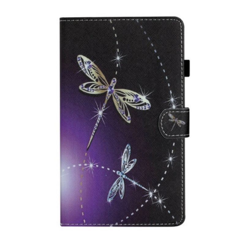 Capa De Couro Para Samsung Galaxy Tab A7 Lite Libélulas